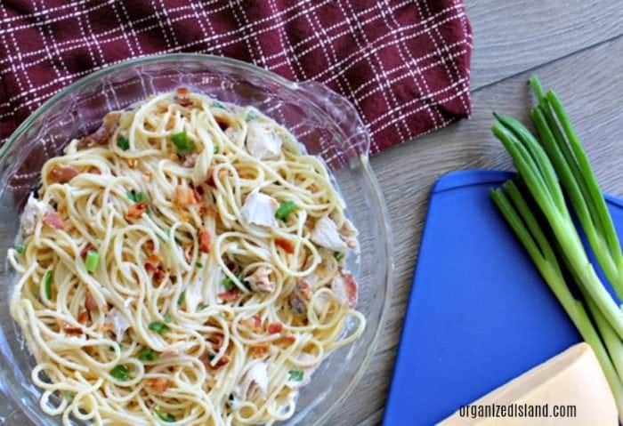 This Chicken Bacon Gouda pasta is as delicious as it is easy! A weeknight favorite for sure!