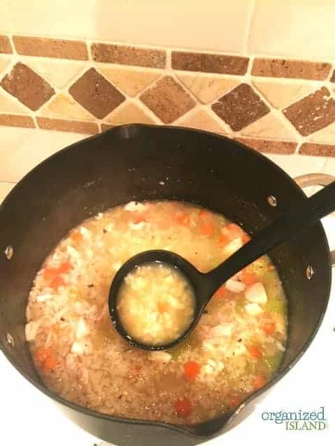 Homemade chicken and rice soup like grandma used to make. Perfect for a cold winter day!