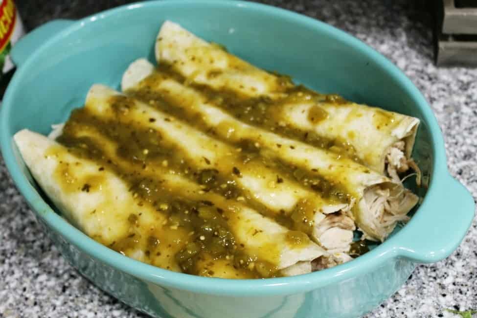 Easy Chicken Verde enchiladas recipe.