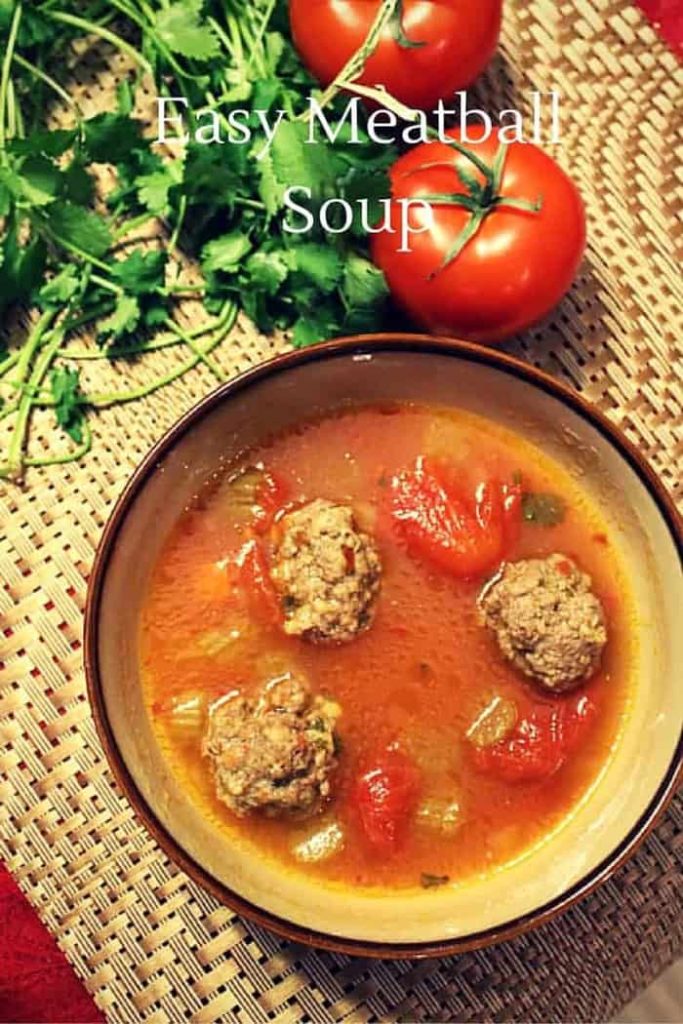 Meatball Soup with homemade meatballs, tomatoes and spices is comfort food at its best. 