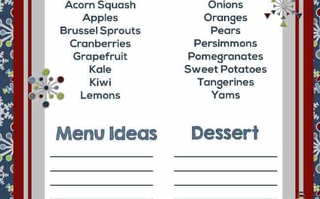 Free Printable Winter Produce Guide