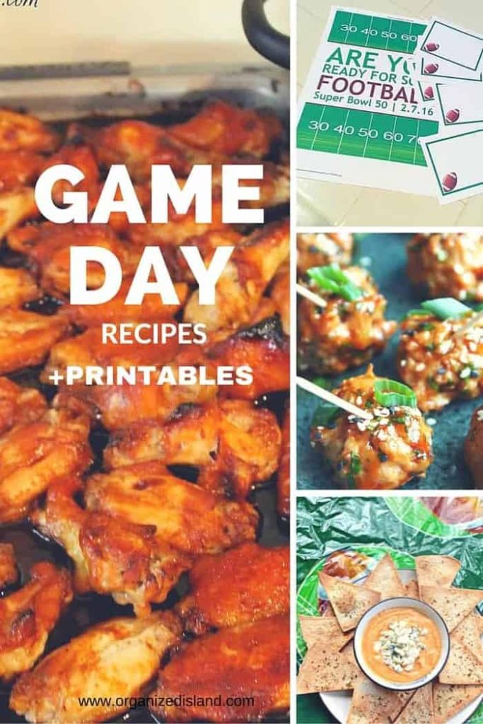 Game Day Recipes, party tips and party printables for the big game!