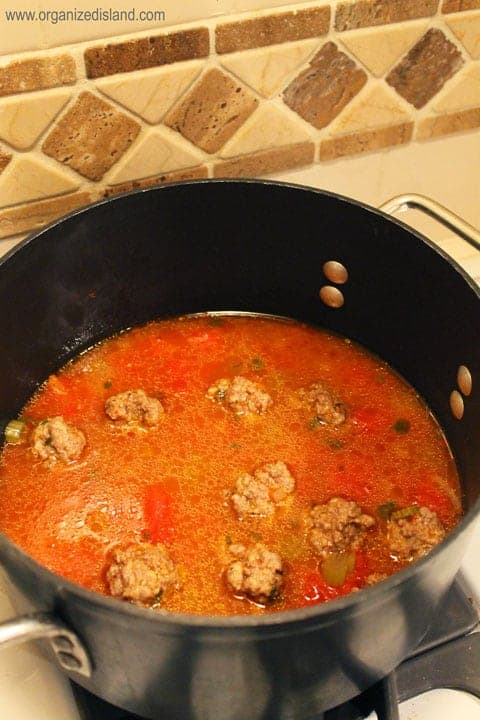 This easy meatball soup is delicious and warming with a bit of chili! Also known as Albondigas, it makes a wonderful meal with warn tortillas!