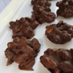 These homemade peanut clusters could not get any easier! Made with chocolate chips and salted peanuts. SO good!