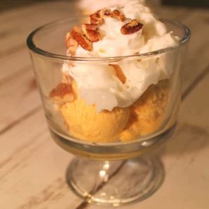 Looking for a pumpkin ice cream recipe? This one is creamy and nicely spiced. So easy to make without an ice cream maker.
