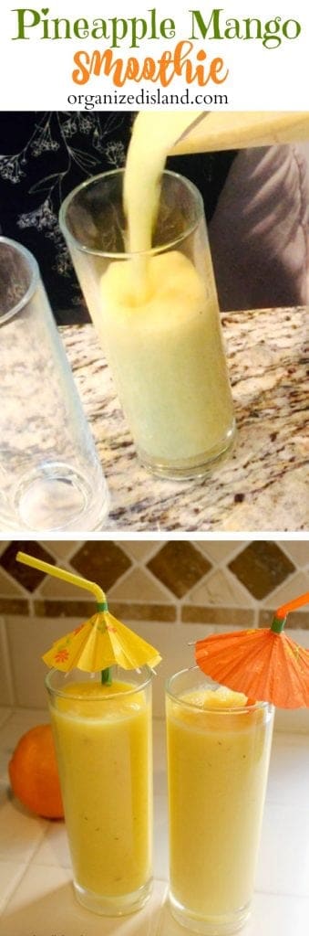 My favorite pineapple smoothie with mango - so delicious and refreshing. Gulten-free and has protein and probiotics too!