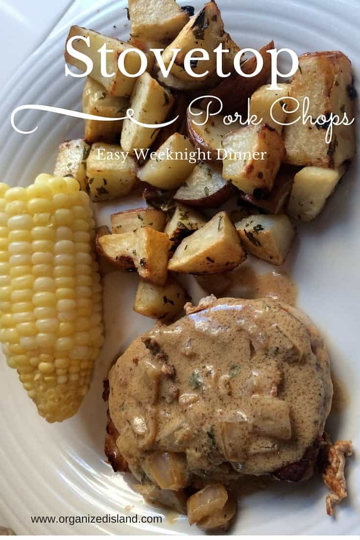 These simple stove top pork chops are SO good. The whole family loves them!