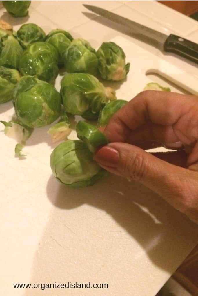 How to trim leaves from brussel sprouts