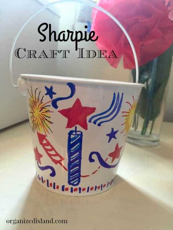 All you need are some dollar bin buckets and some Sharpie markers to make some fun inexpensive home decor with Sharpie marker art projects!!