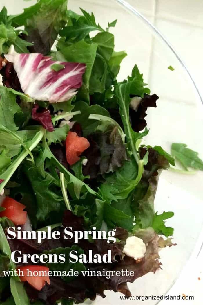 This simple spring greens salad is not only easy - it is really good for you! Pair it up with a home made dressing for a fresh and flavorful salad!