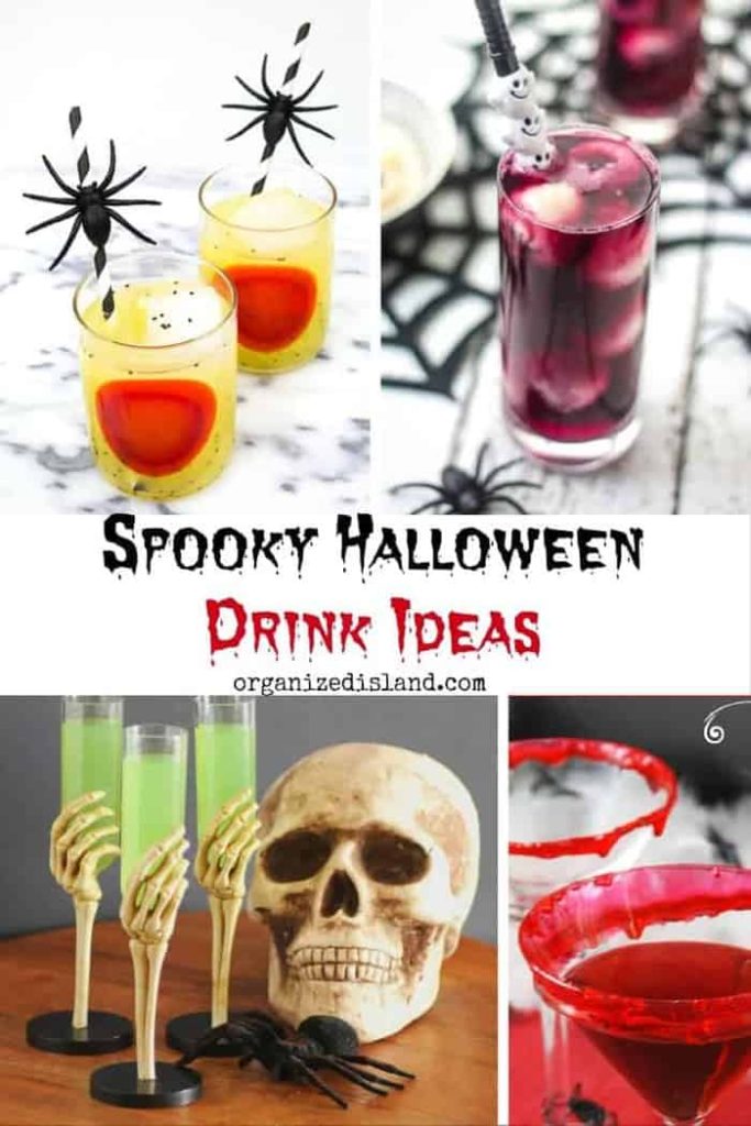 A round up of spooky Halloween drink ideas (alcoholic and non-alcoholic) dink ideas for your Halloween dinner or party.