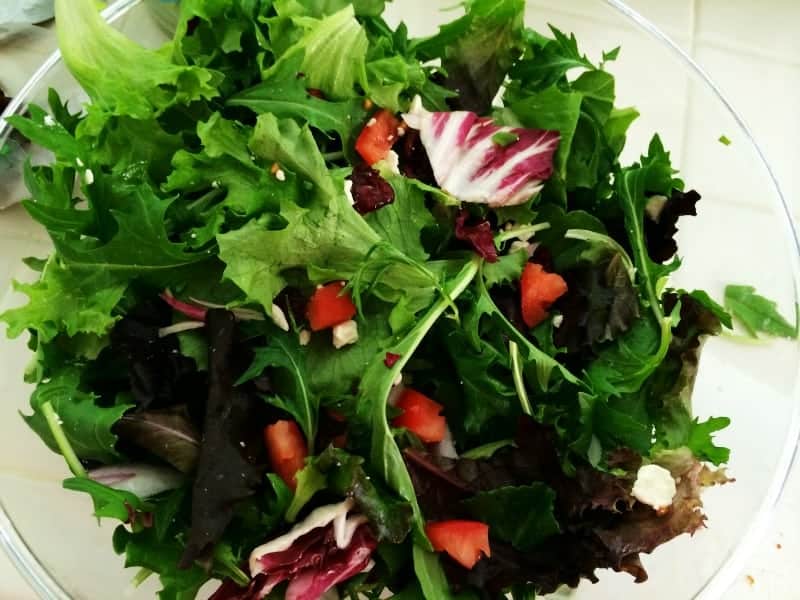 A delightful spring greens salad recipe. With bacon, feta, tomatoes and baby greens, Perfect as a side salad or lunch option.