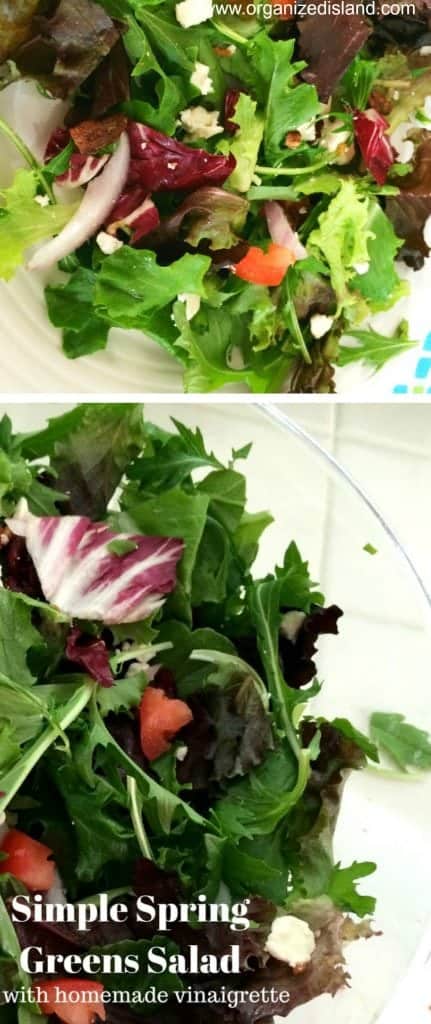 Simple spring greens salad with vinaigrette.