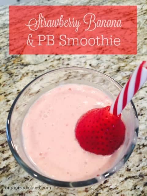 Strawberry banana smoothie recipe with fruit, peanut butter and yogurt. No additional sugar is added and it tastes so good! 