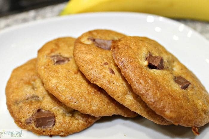 Simple and tasty Banana Chocolate Chip cookies are a nice combination of flavors - think of a chocolate covered banana in cookie form!