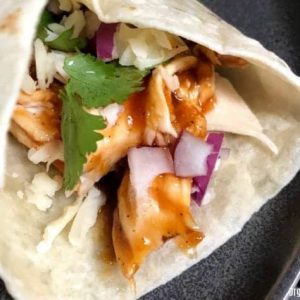 BBQ Chicken Wrap - made with chicken, bbq sauce, cilantro and onion.