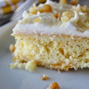 This easy mango coconut cake recipe is moist and delicious! Perfect for a gathering or as a family treat.
