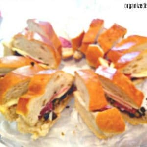 Easy Muffaletta sandwich recipe for Mardi Gras parties!