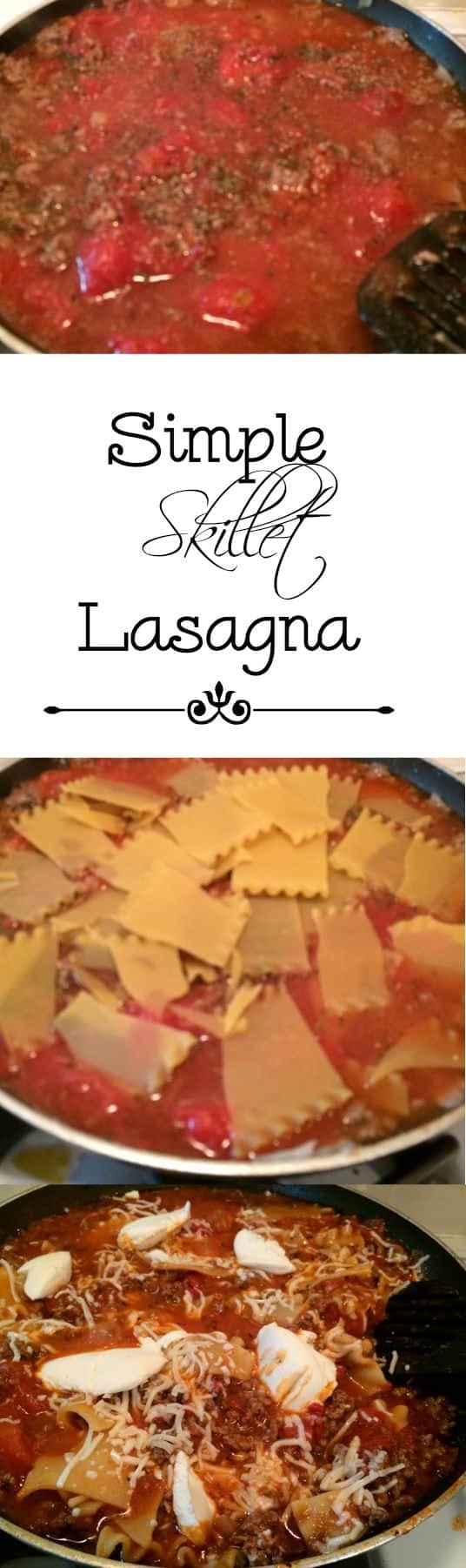 A one pot skillet lasagna recipe that is all made in one pan! A tasty dinner recipe!
