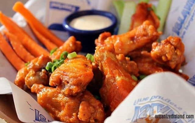 Try the honey-sriracha chicken wings at Islands. So tasty and tangy!