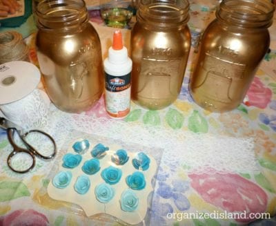 Such a fun way to decorate mason jars! Perfect for a bridal shower or wedding!
