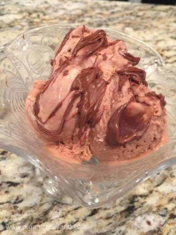 Nutella Ice cream in glass.
