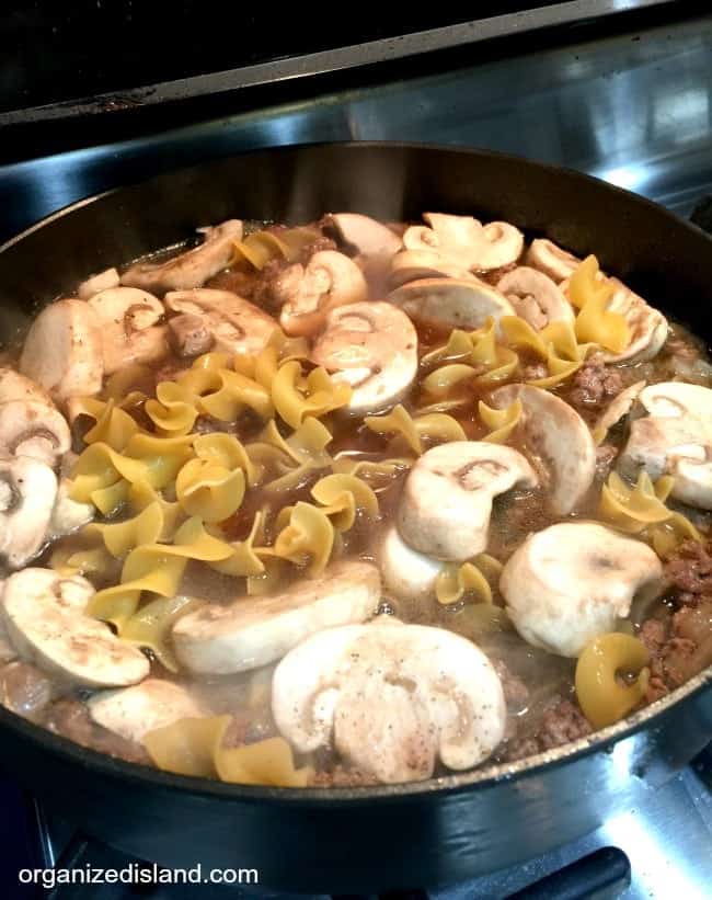 This Ground Beef Stroganoff recipe is made in one pan without canned soup.