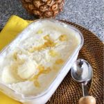 Pineapple and Coconut Ice Cream in long dish.