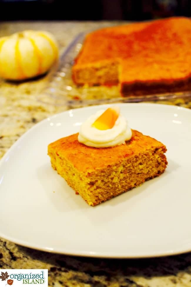 Really Easy Pumpkin Spice Cake Recipe that has a nice spice to it and is made from a boxed cake mix!