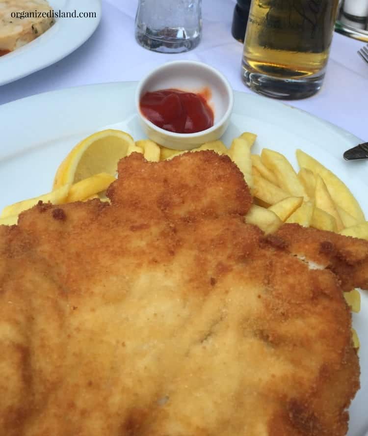 There are several types of schnitzel in Vienna. I tried the chicken and it was huge!