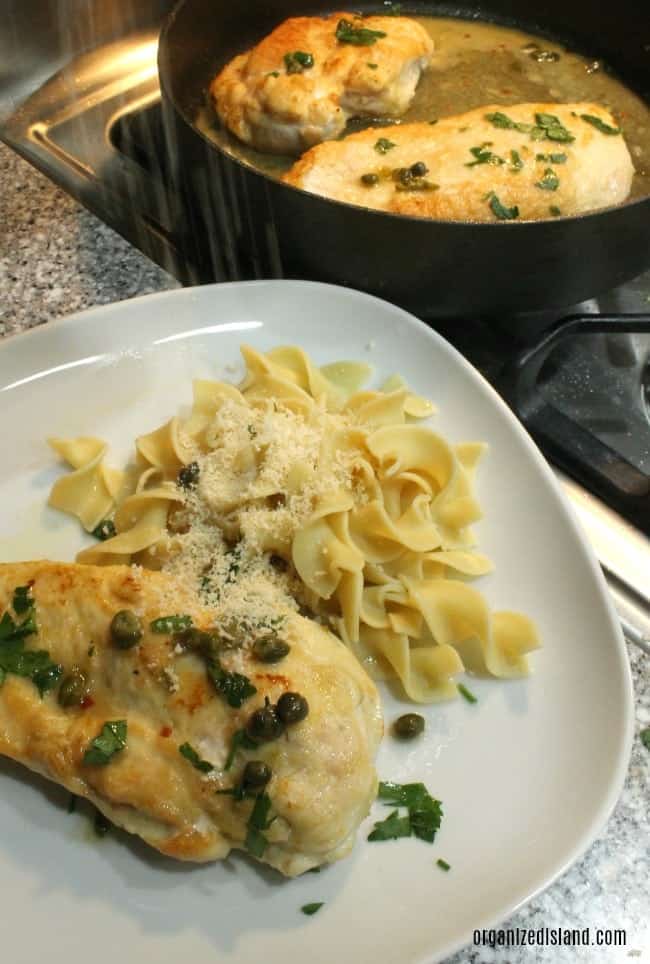 Easy Chicken Piccata Recipe - made on the stovetop in minutes with capers and a lighter lemon glaze.