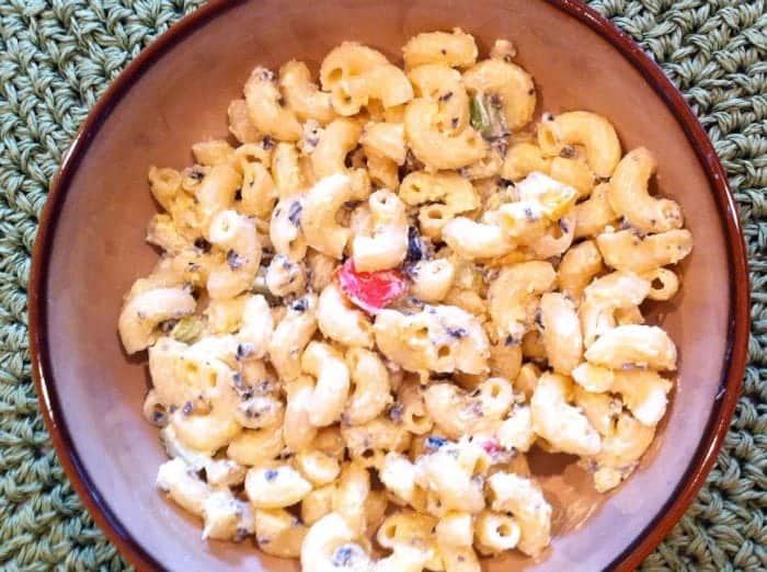 This is a classic macaroni salad. Recipe is from the 1970's