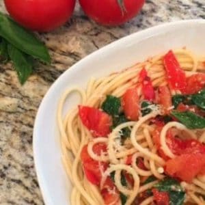 Tasty and easy spicy spaghetti recipe is perfect for a weeknight dinner!