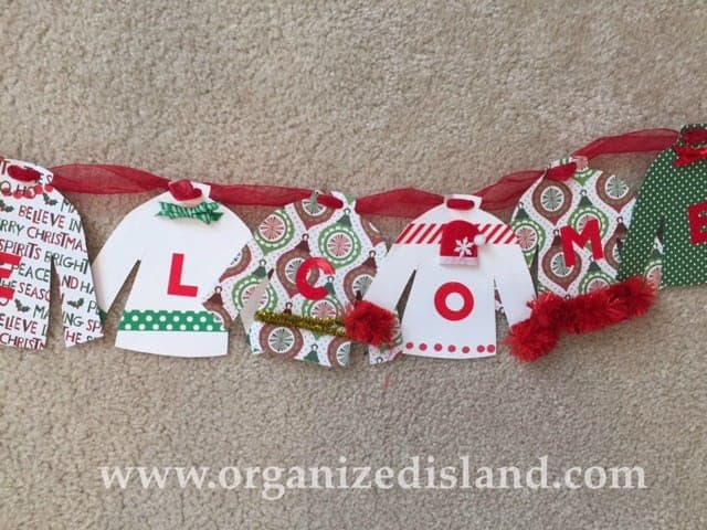 Make a cute ugly sweater party banner with pattened paper!